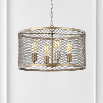 Pen 20" Iron Adjustable Industrial Mesh LED Pendant - JONATHAN Y